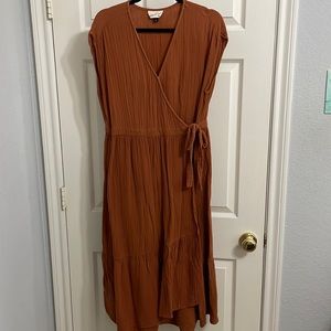 Linen Rust Midi Dress